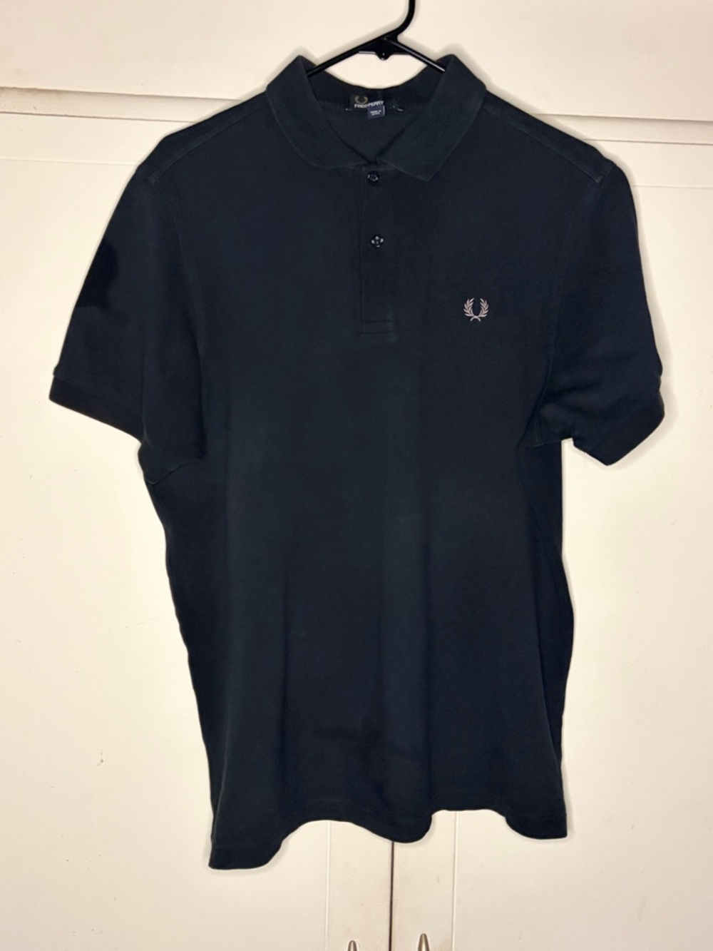 Fred Perry Black Classic Collared Polo with Laurel Wreath in Grey